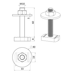 Zostava M10x60mm pre profily 41x21 a 41x41 Zostava M10x60mm pre profily 41x21 a 41x41